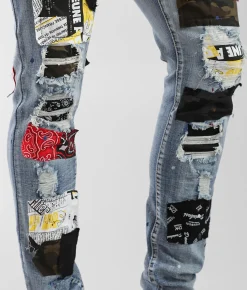 Sale Jeans|Bottoms | Industrial Indigo Patch Skinny Stretch Jean Indigo