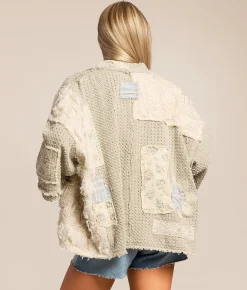 Tops | POL Patchwork Cardigan Sweater Sand Beige