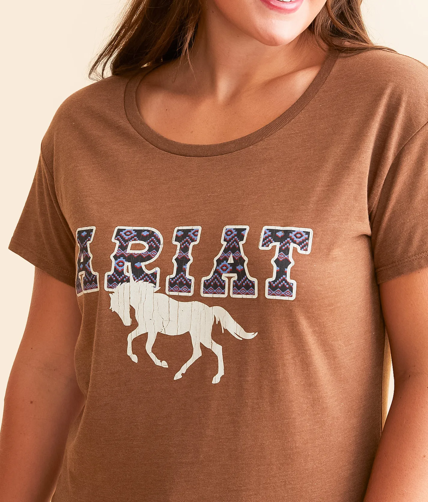 Tops | Ariat Patterned Bronco T-Shirt Cinnamon