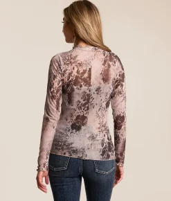 Tops | Willow & Root Patterned Mesh Top Taupe
