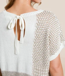 Tops | Blu Pepper Patterned Sweater White Tan