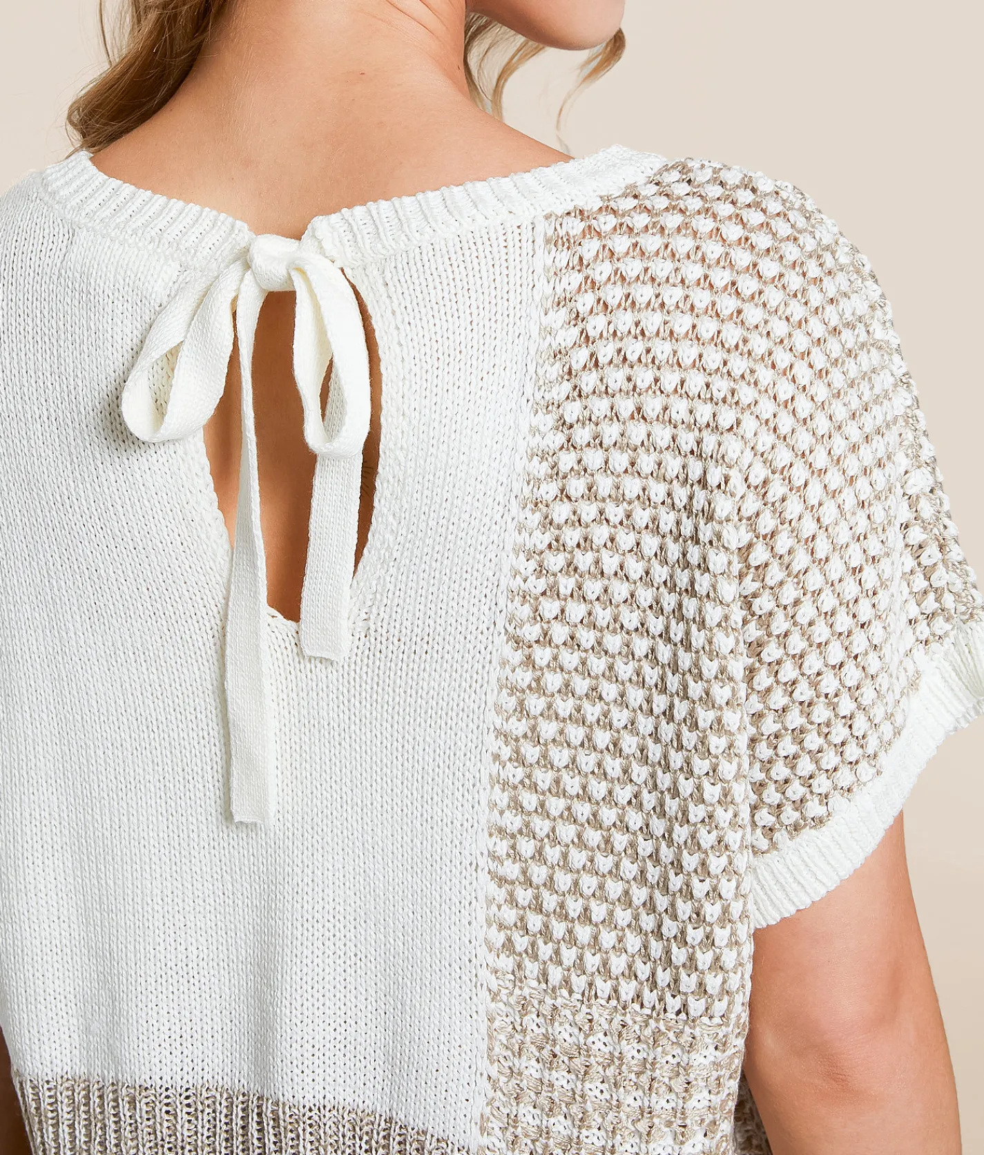 Tops | Blu Pepper Patterned Sweater White Tan