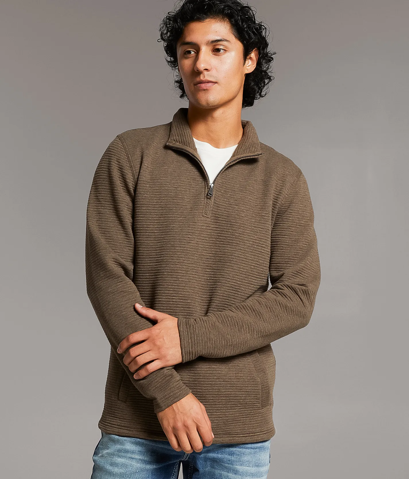 BKE Paulo Ribbed Pullover Brindle Best
