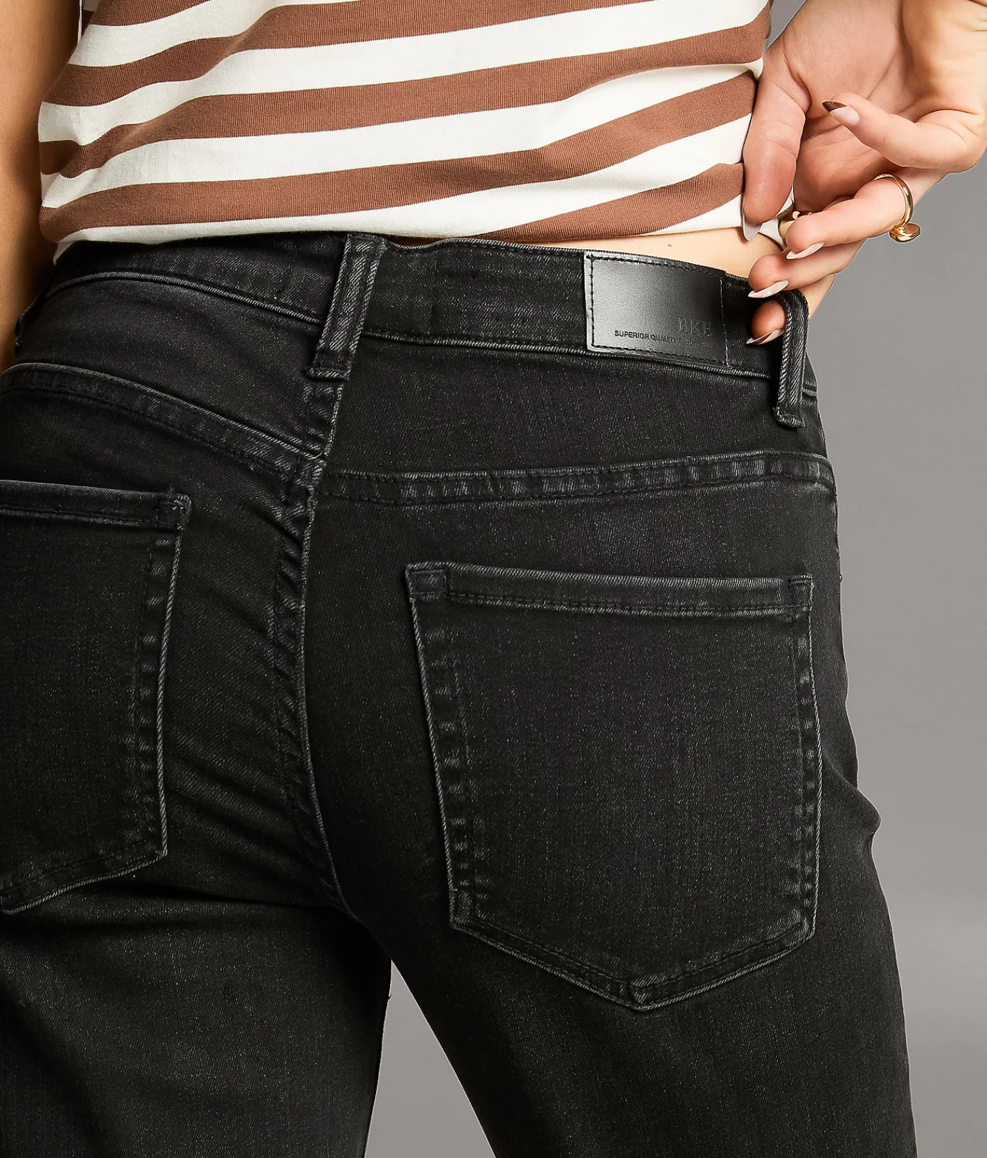 BKE Payton Cropped Straight Stretch Jean Washed Black New