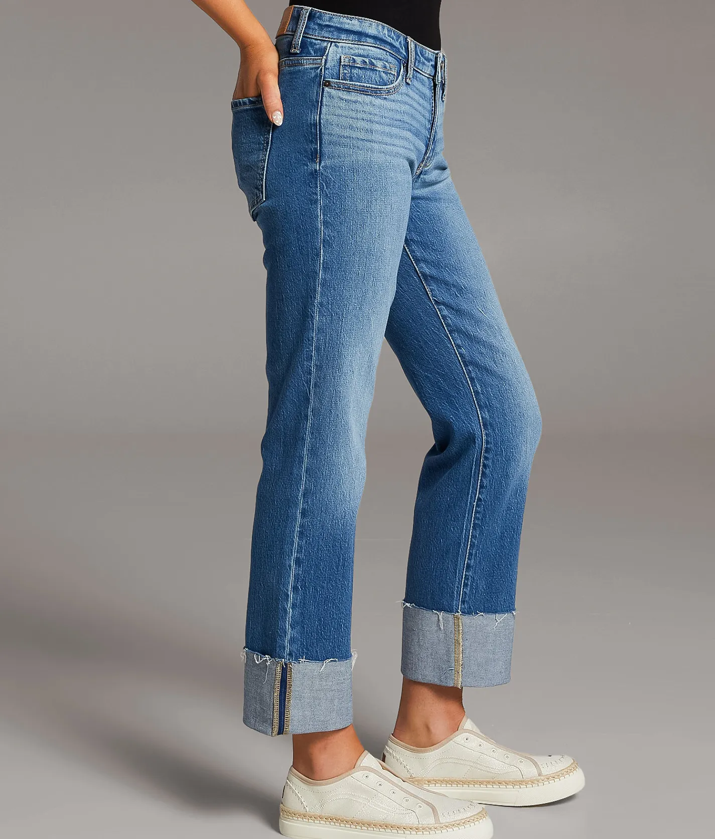 BKE Payton Cropped Straight Stretch Cuffed Jean Boykin Best