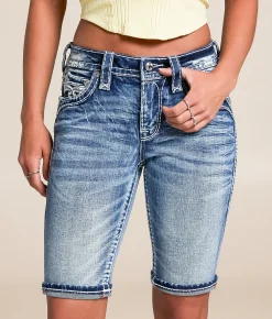 Rock Revival Pearlie Mid-Rise Bermuda Stretch Short Pearlie MU208 Sale