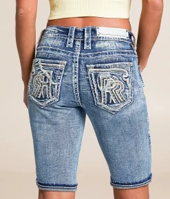 Rock Revival Pearlie Mid-Rise Bermuda Stretch Short Pearlie MU208 Sale