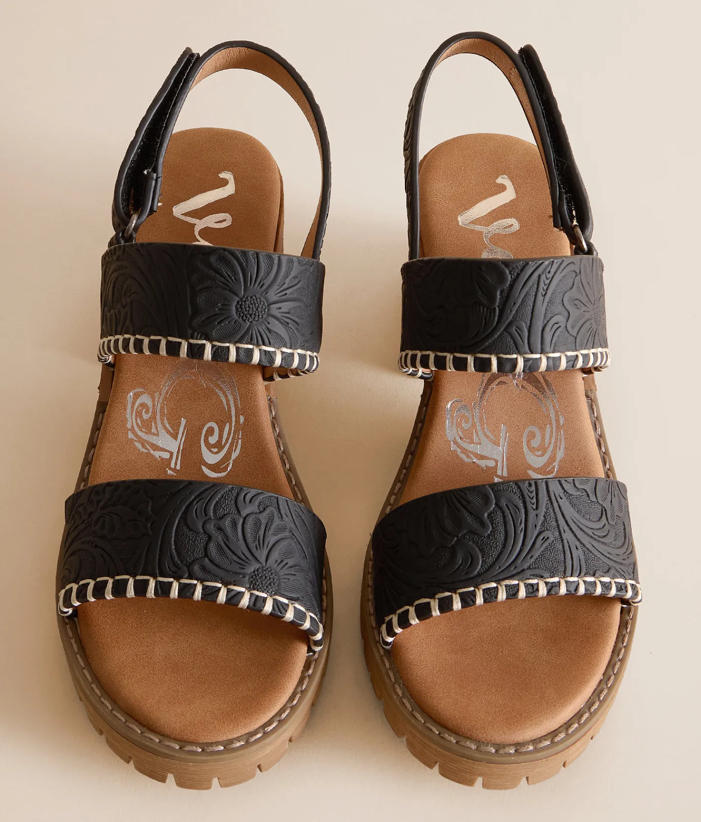 Very G Penny Whipstitch Heeled Sandal Black New