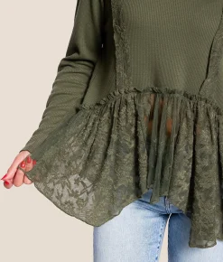 Tops | Daytrip Peplum Lace Top Thyme