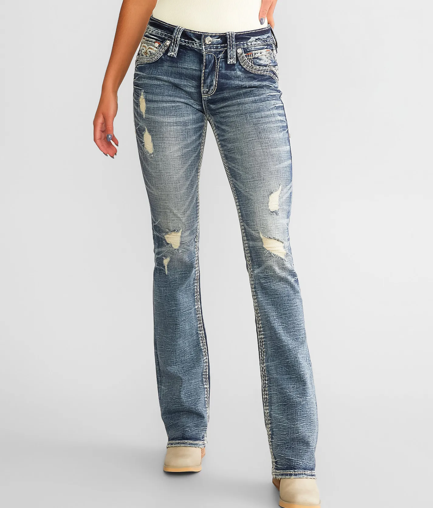 Jeans|Bottoms | Rock Revival Peralie Mid-Rise Boot Stretch Jean Pearlie MB201