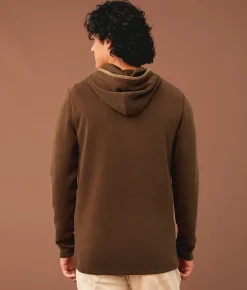 Outpost Makers Performance Henley Hoodie Dark Brown Discount