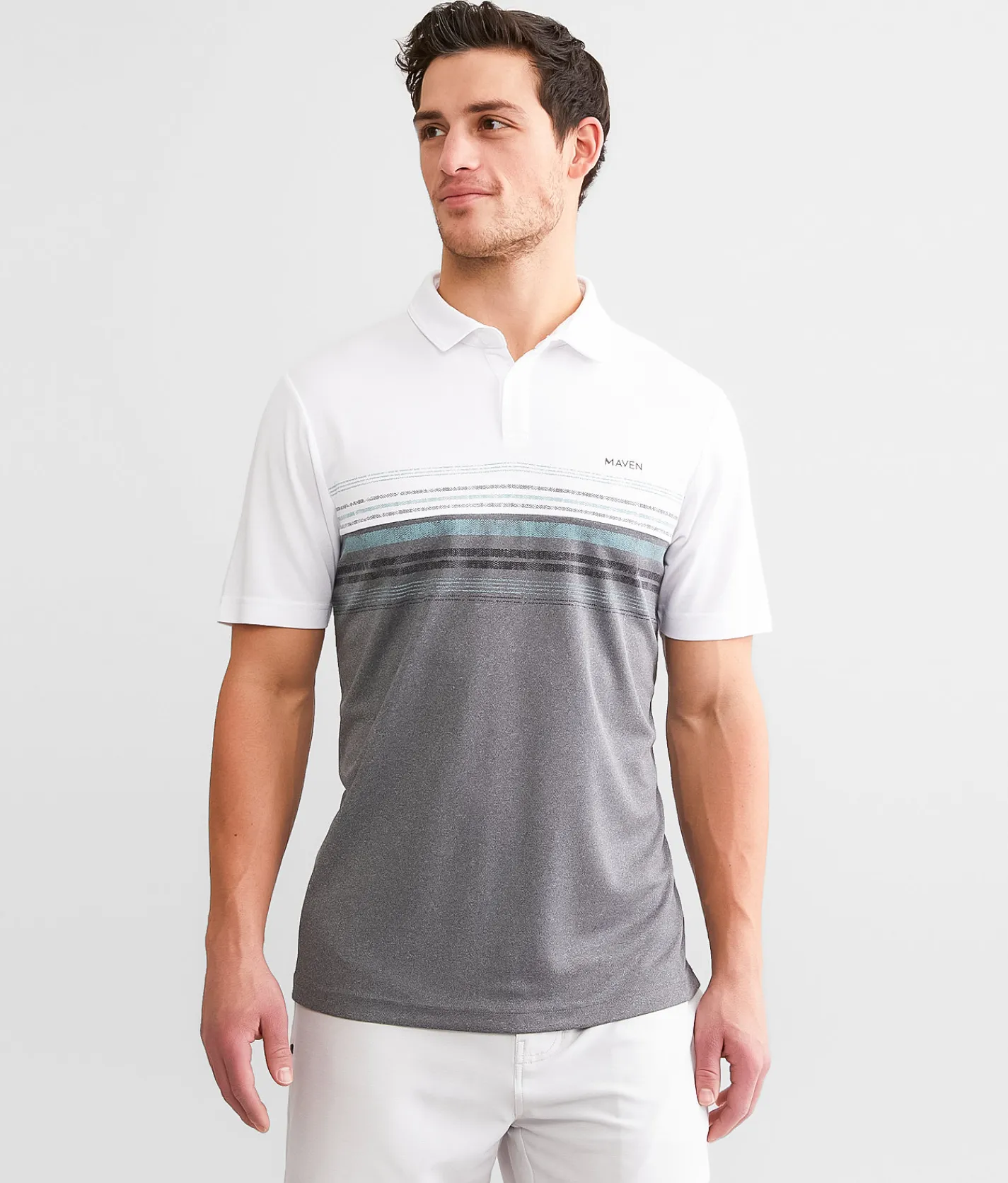 Activewear | Maven Co-op Performance Polo White Dk Grey