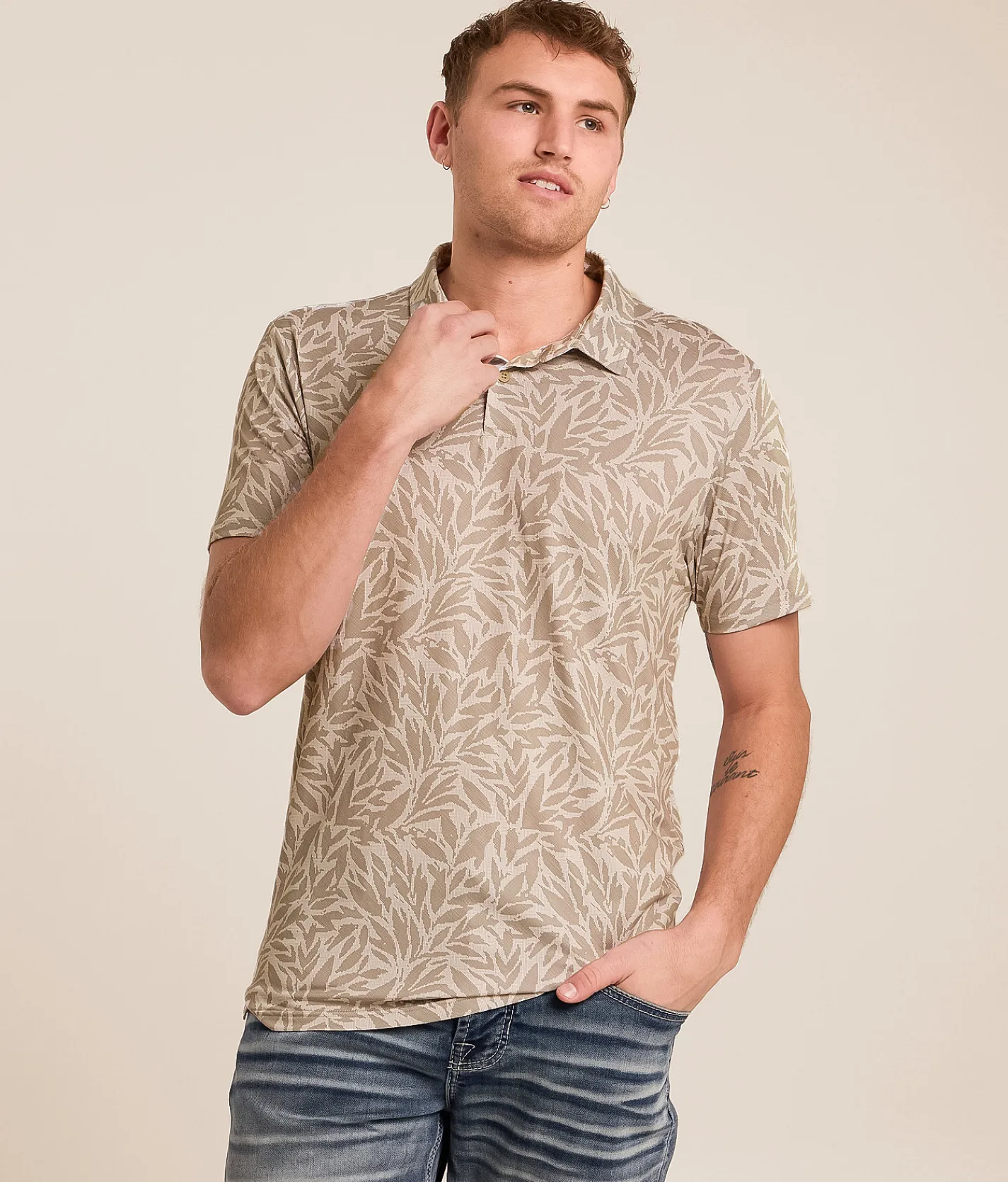 Tops | Departwest Performance Polo Tan