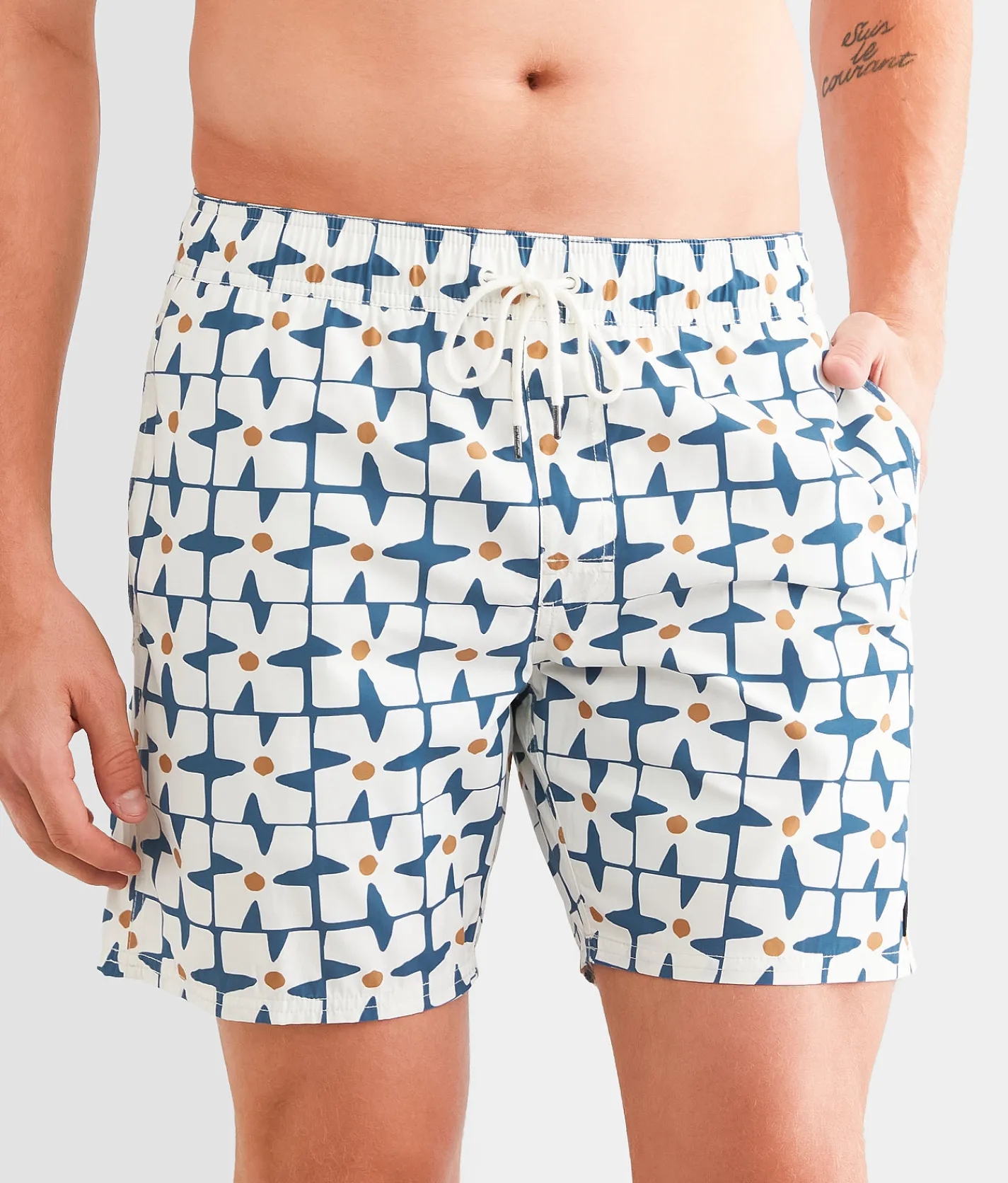 Bottoms|Swimwear | RVCA Perry Stretch Swim Trunks Cool Blue