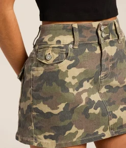 Bottoms | HIDDEN Peyton Denim Stretch Skirt Camo