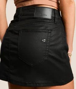 HIDDEN Peyton Mini Denim Stretch Skirt Coated New