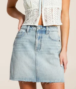 HIDDEN Peyton Denim Skirt Light Hot