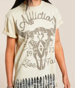 Tops | Affliction Phoenix Fringe T-Shirt Biscotti Heavy Lava Wash