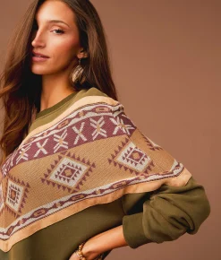 Tops | Sterling & Stitch Pieced Aztec Pullover Washed Olive