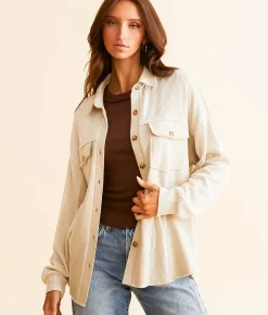 BKE Pieced Boyfriend Shirt Peyote Sale