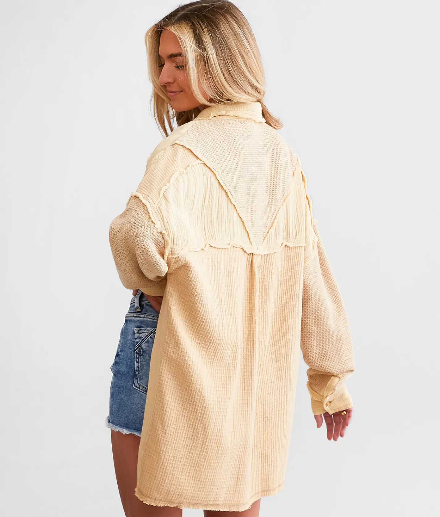 BKE Pieced Boyfriend Shirt Safari Hot