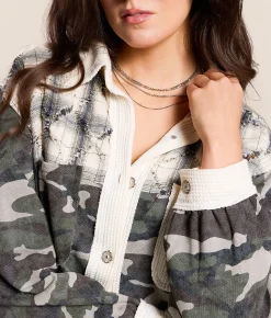 Tops|Coats & Jackets | POL Pieced Camo Oversized Shacket Camo Multi