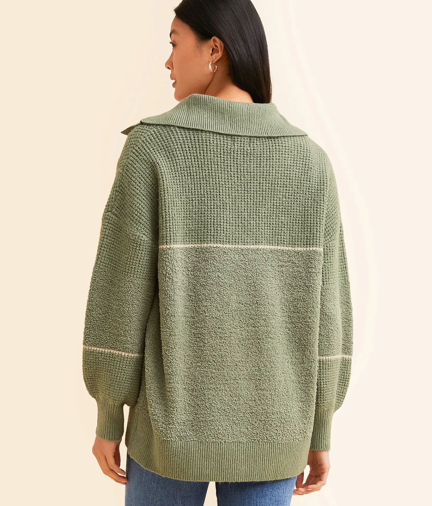 Tops | BKE Pieced Chenille Henley Sweater Sea Spray