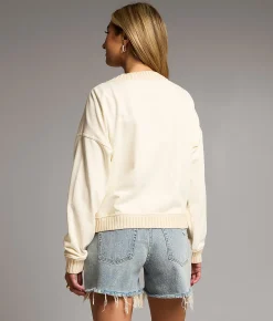 BKE Pieced Chunky Knit Sweater Cream Best