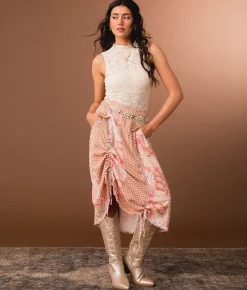 Bottoms | Gimmicks Pieced Cinch Tie Midi Skirt Multi