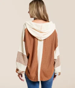 Tops | Miss Me Pieced Crochet Hoodie Salmon Pink