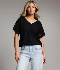 Tops | BKE Pieced Crochet Lace Top Black