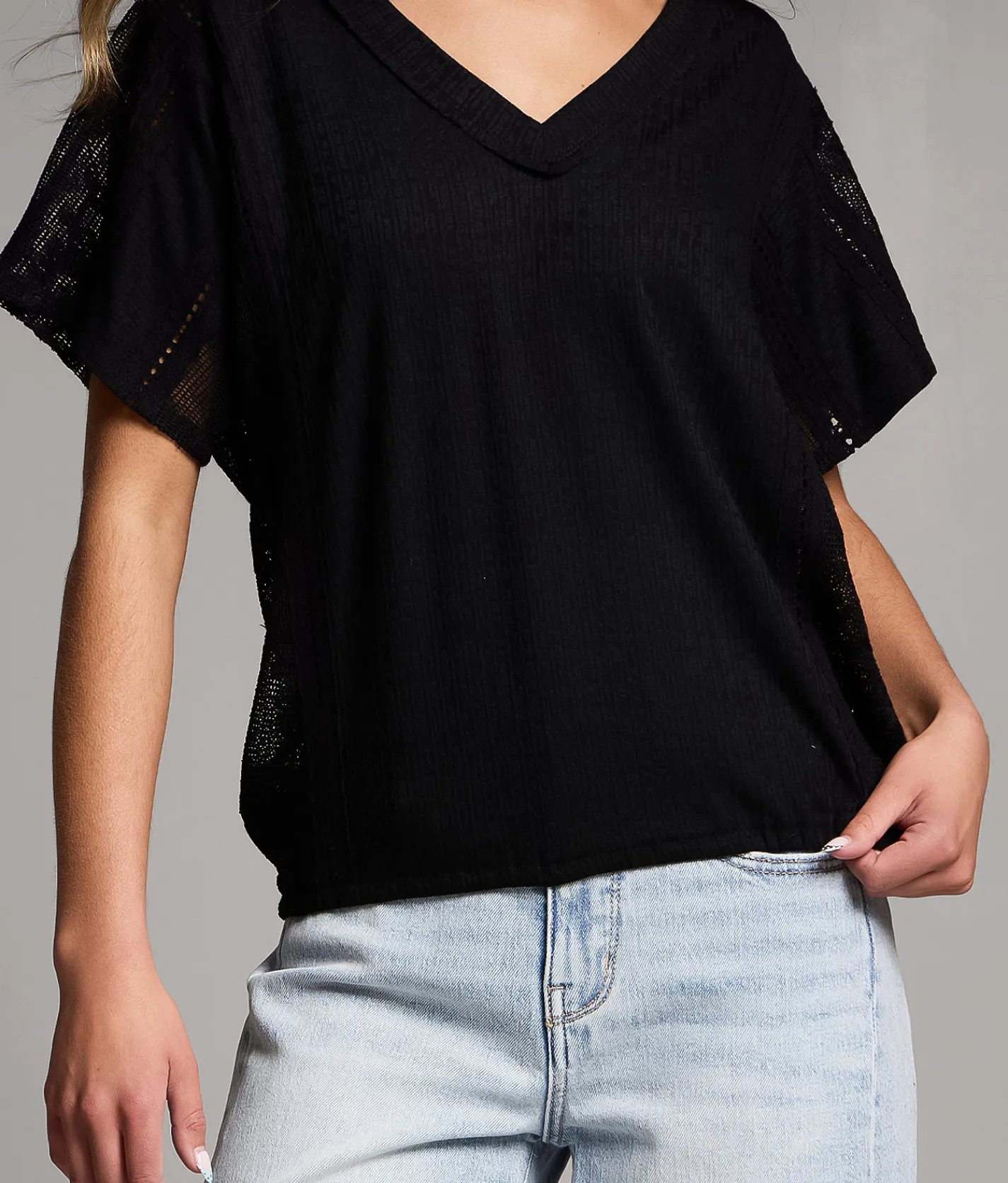 Tops | BKE Pieced Crochet Lace Top Black