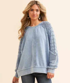 Tops | generation K Pieced Crochet Oversized Pullover Mushroom
