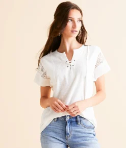 Tops | Daytrip Pieced Crochet Top White