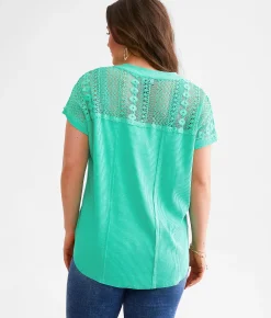 Daytrip Pieced Crochet Top Spearmint Best