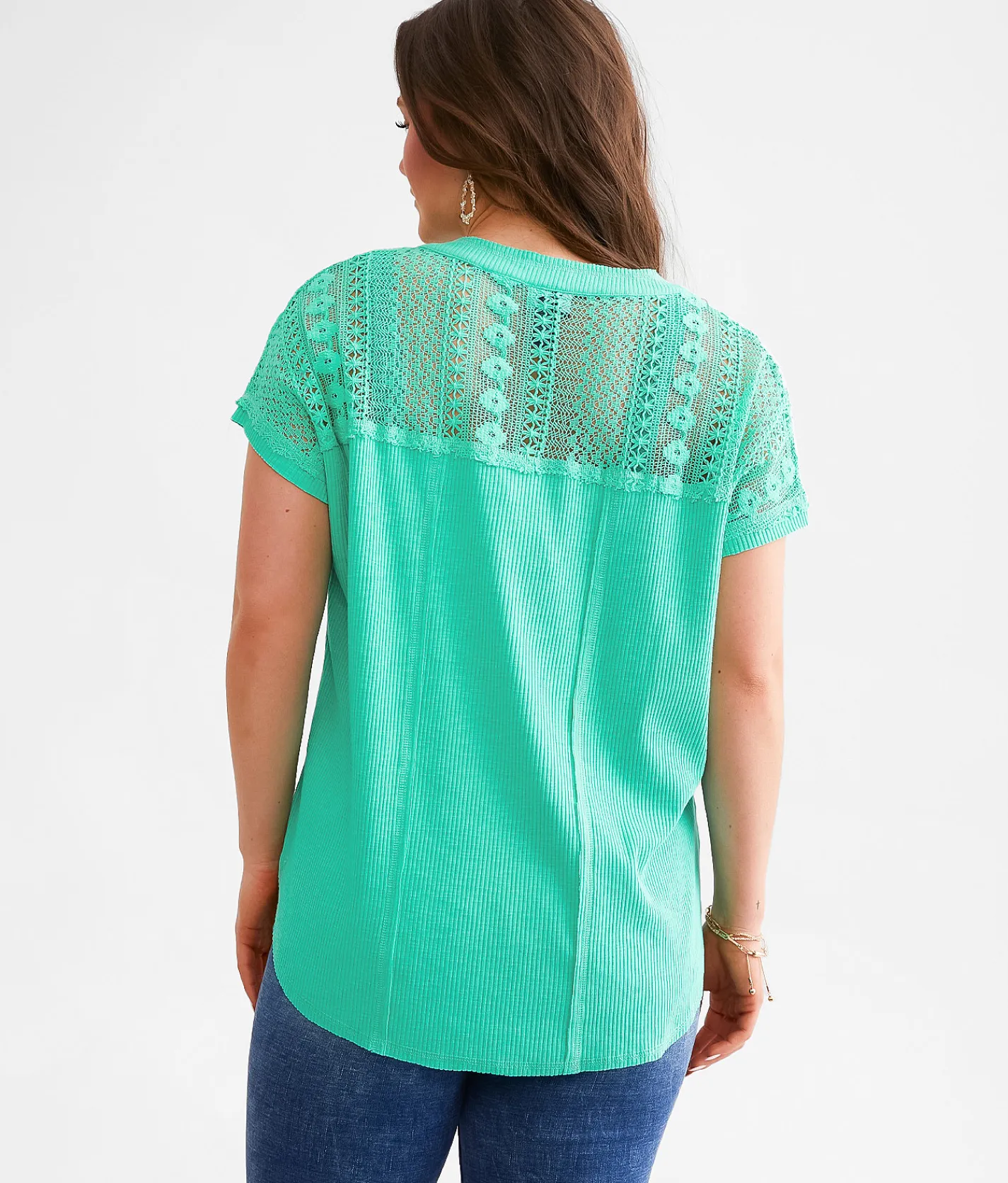 Daytrip Pieced Crochet Top Spearmint Best