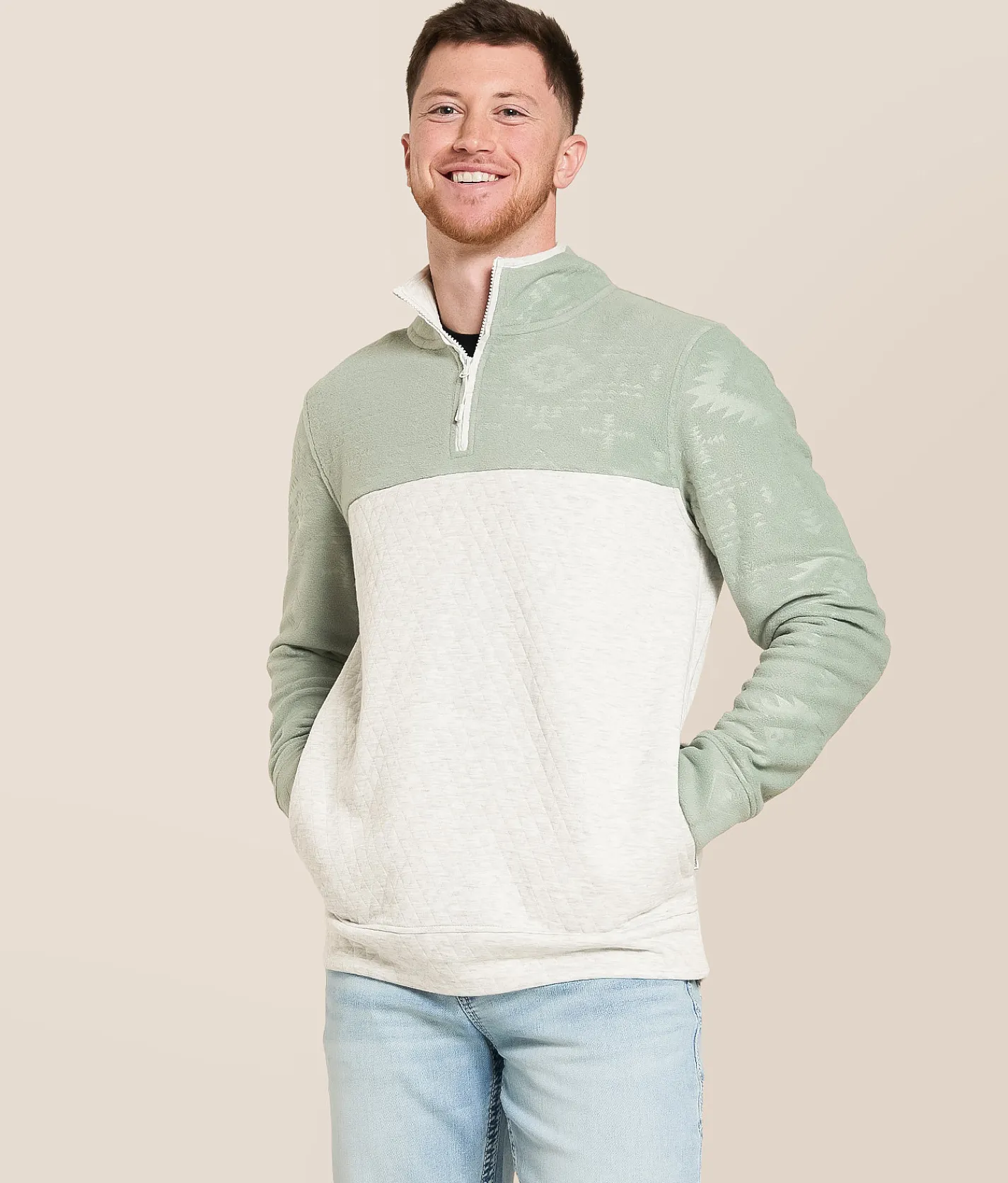 Departwest Pieced Fleece Pullover Slate Grey Hot