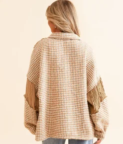 POL Pieced Gingham Jacket Mocha Multi