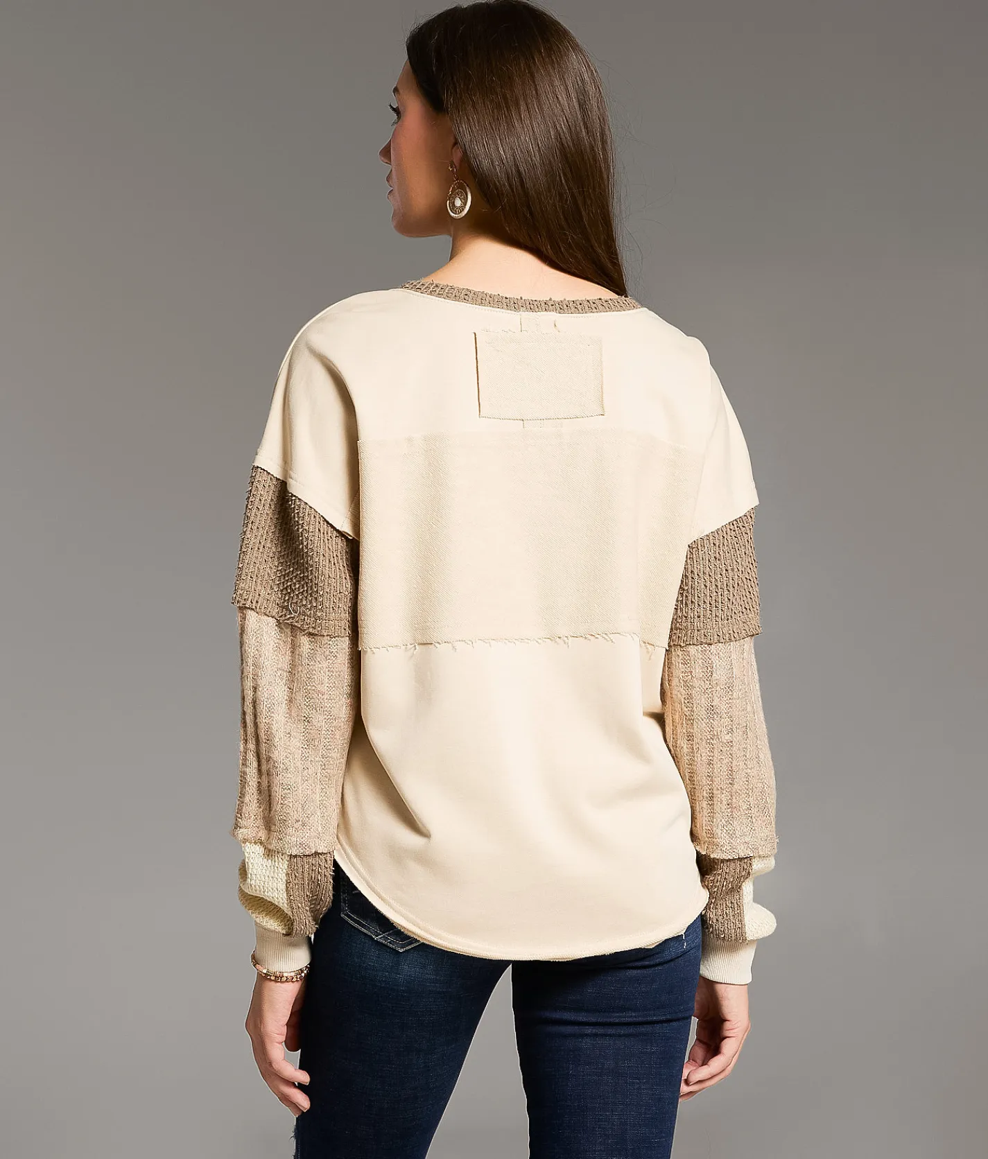 Tops | BKE Pieced Henley Top Cream