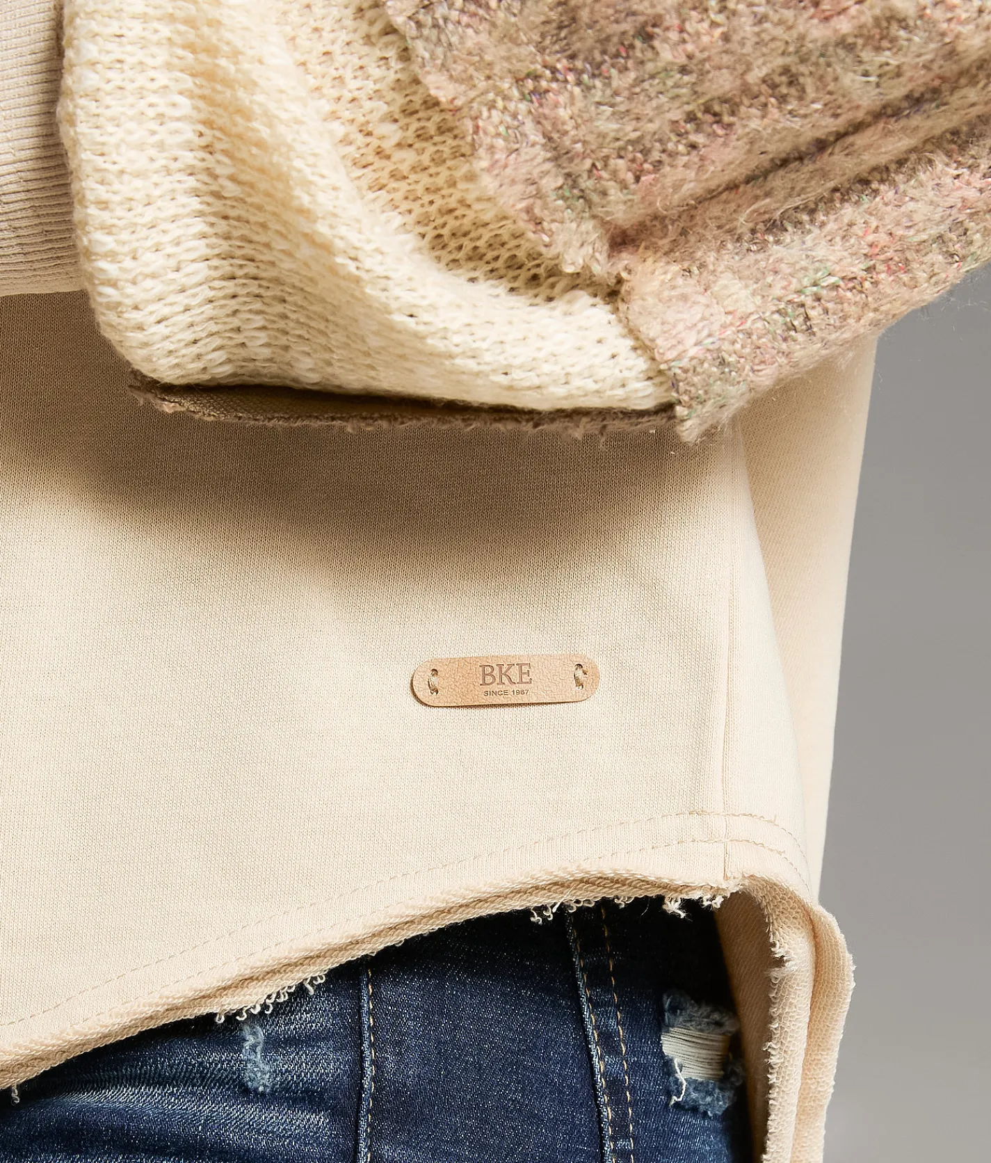 Tops | BKE Pieced Henley Top Cream