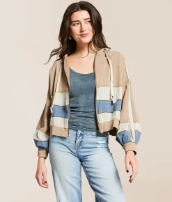 Tops | POL Pieced Hoodie Latte