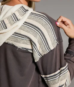 BKE Pieced Hoodie Ebony Discount
