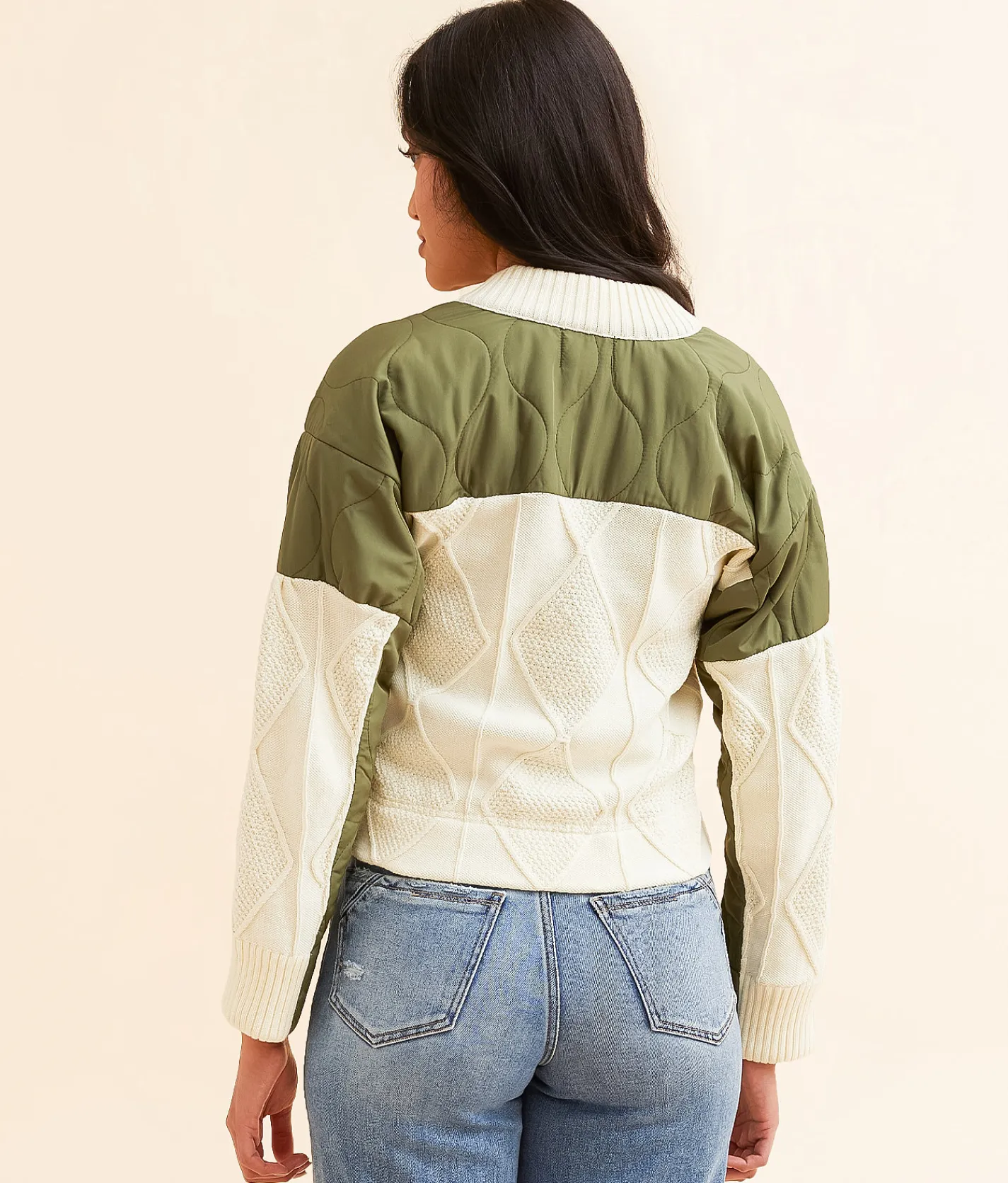 Coats & Jackets | Open SZN Pieced Jacket Cream Olive