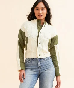 Coats & Jackets | Open SZN Pieced Jacket Cream Olive