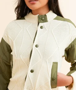 Coats & Jackets | Open SZN Pieced Jacket Cream Olive