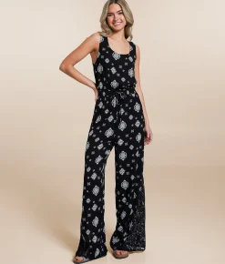 Willow & Root Pieced Lace Jumpsuit Black Ivory Best