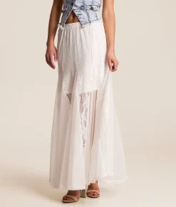 Bottoms | Willow & Root Pieced Lace Maxi Skirt White