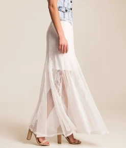 Bottoms | Willow & Root Pieced Lace Maxi Skirt White