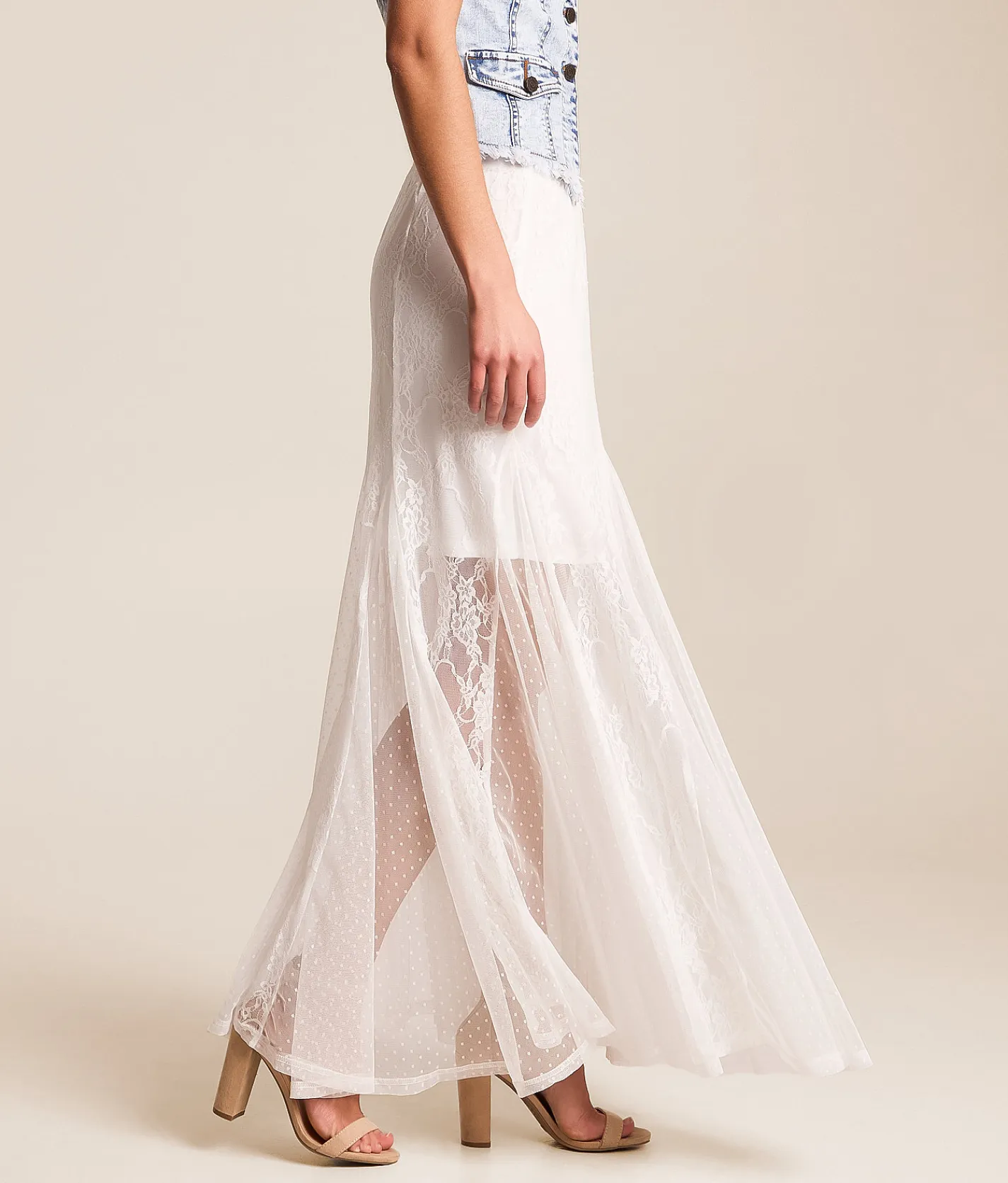 Bottoms | Willow & Root Pieced Lace Maxi Skirt White