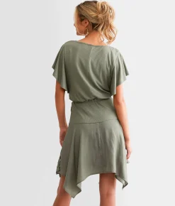 Dresses | Willow & Root Pieced Lace Mini Dress Earth Red